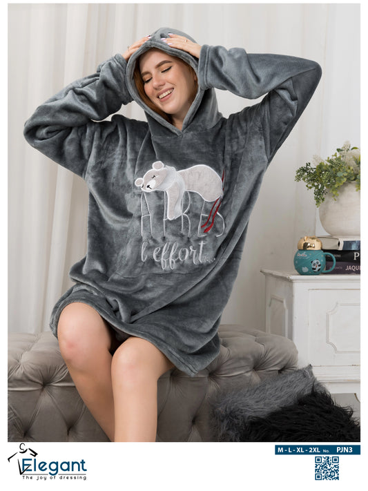 Oversized Nightshirt with Footwear - Dark Grey apres l'effort