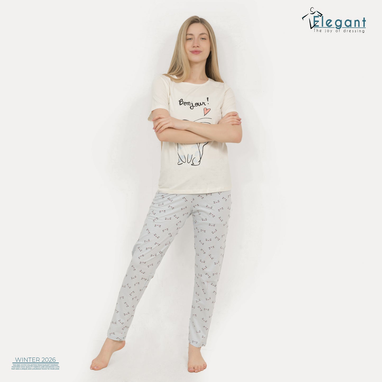 PJs Pants Cotton - Offwhite Blue - Bonjour