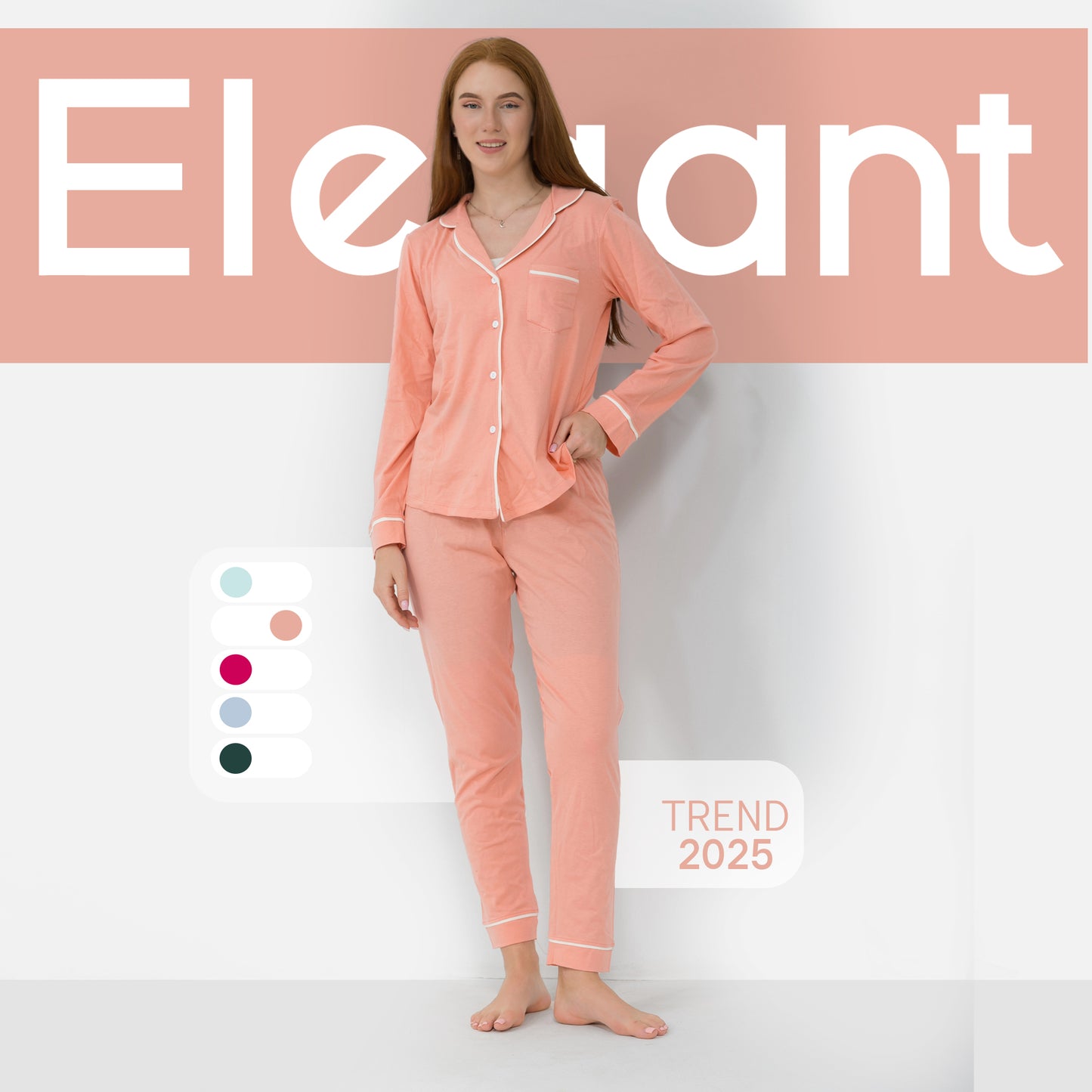 Cotton Long sleeves Classic PJ Pants - Coral