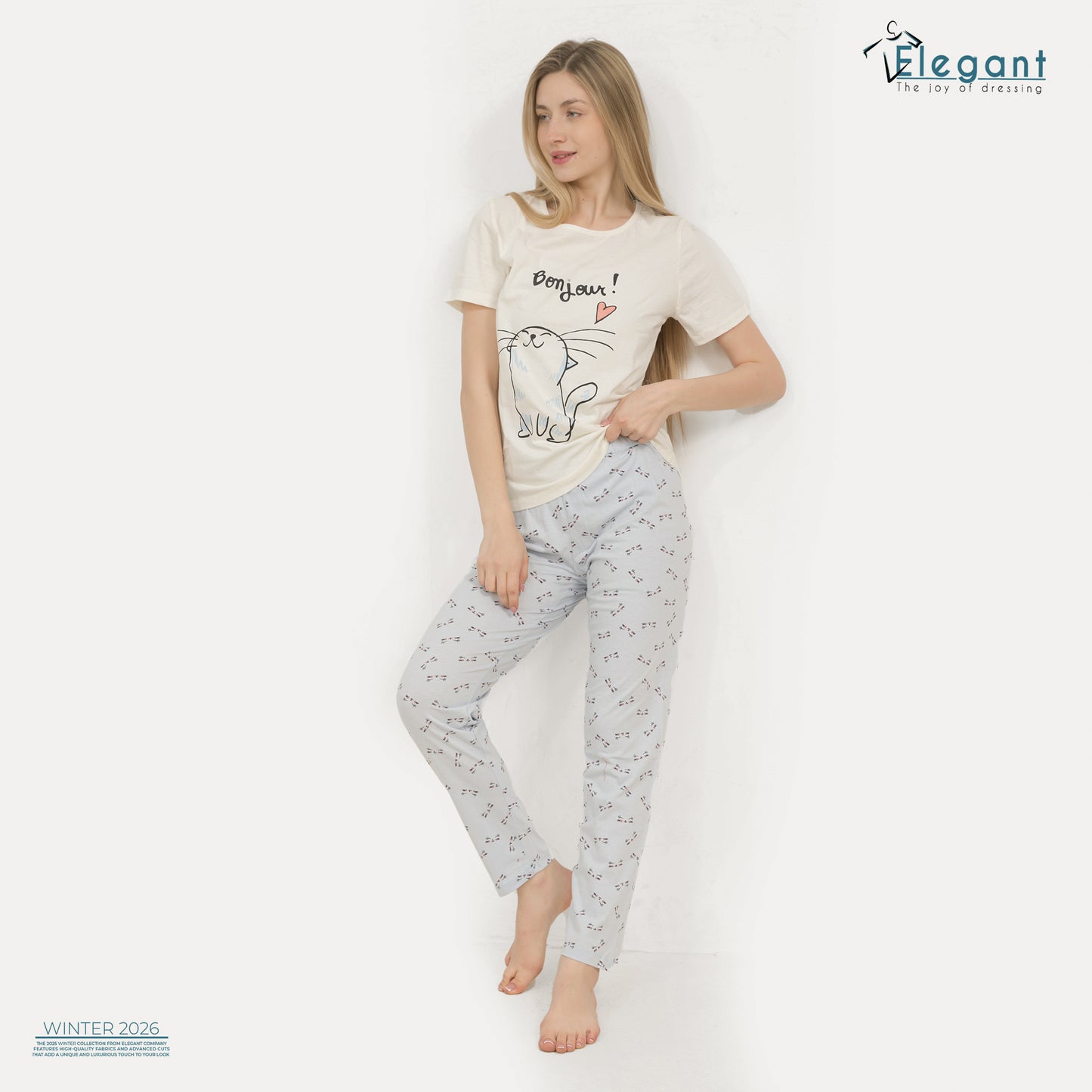 PJs Pants Cotton - Offwhite Blue - Bonjour
