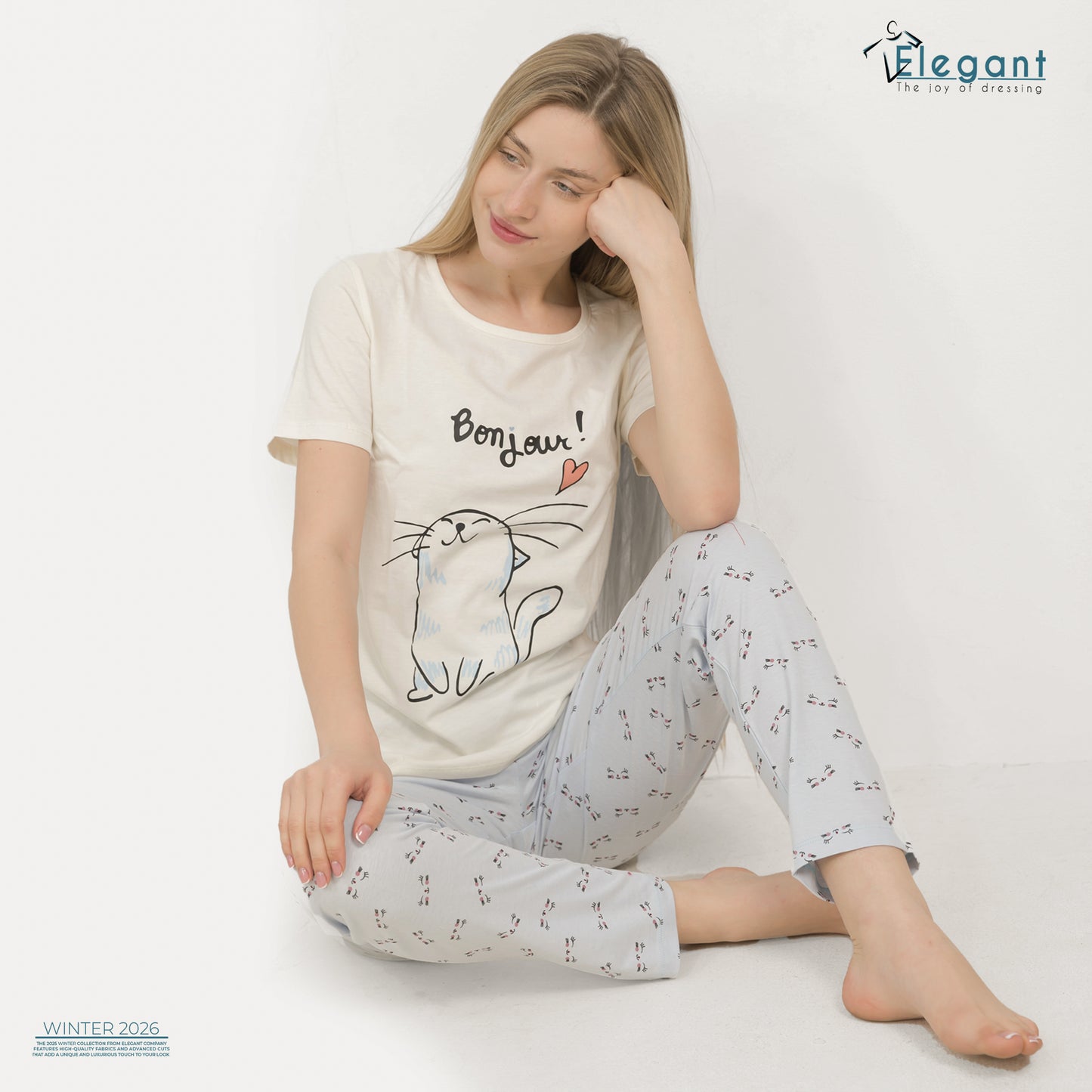 PJs Pants Cotton - Offwhite Blue - Bonjour