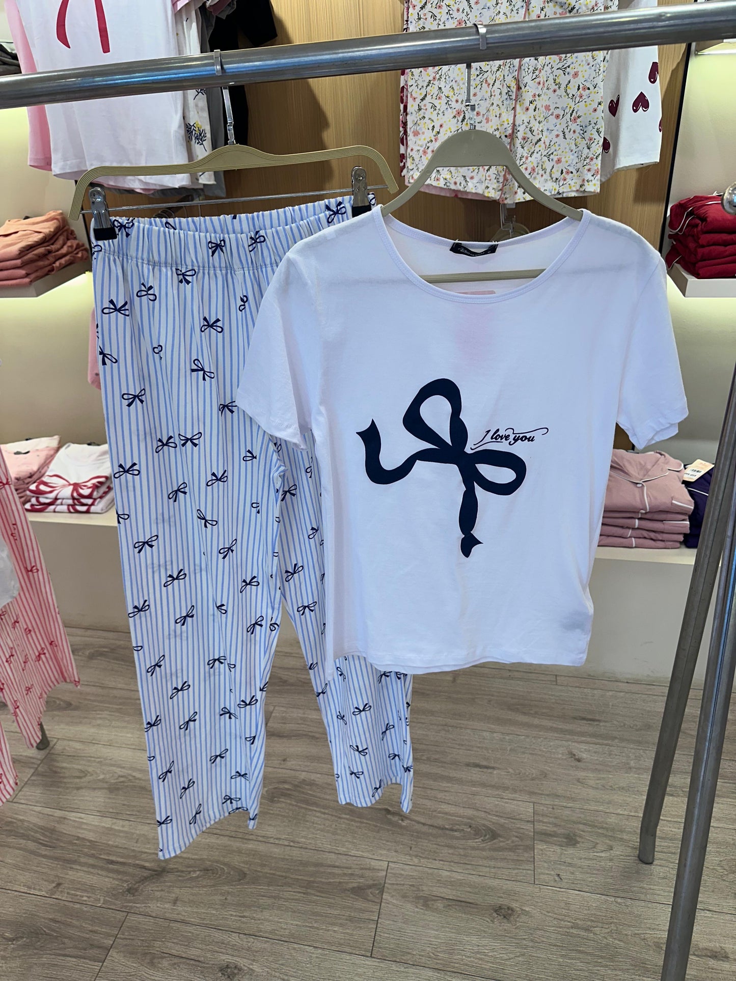 PJs Pants Cotton white blue - i love my Bowie Pajama