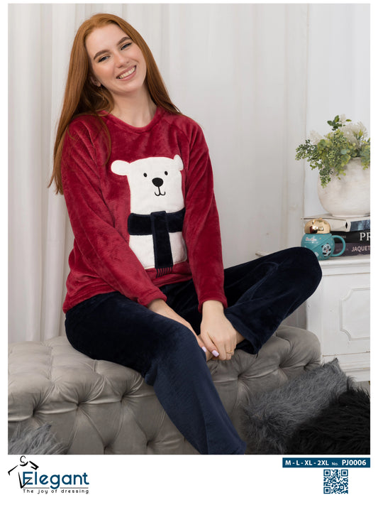 Polar PJ Maroon - Scarf Bear