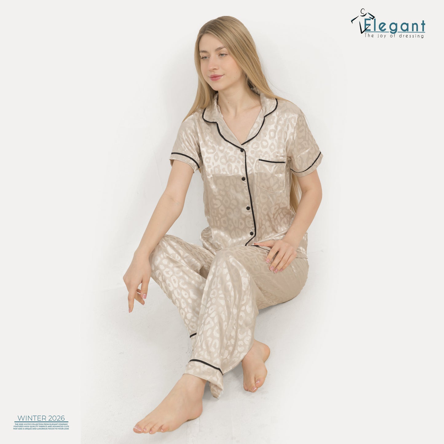 Satin Classic PJ Pants - Jacquard Champagne