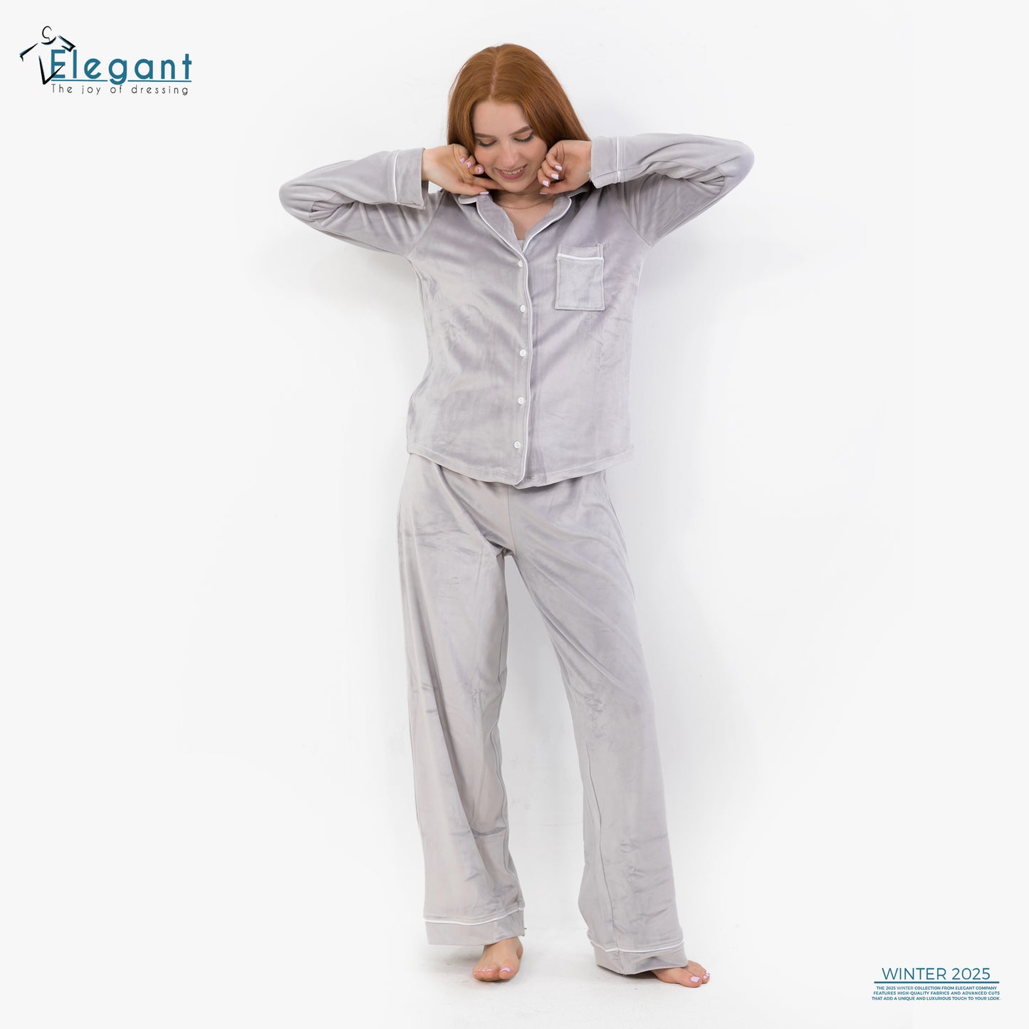 Velvet Classic Pj Wide Leg - Light Grey