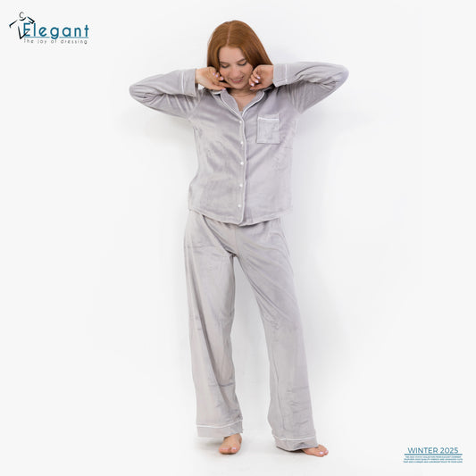 Velvet Classic Pj Wide Leg - Light Grey