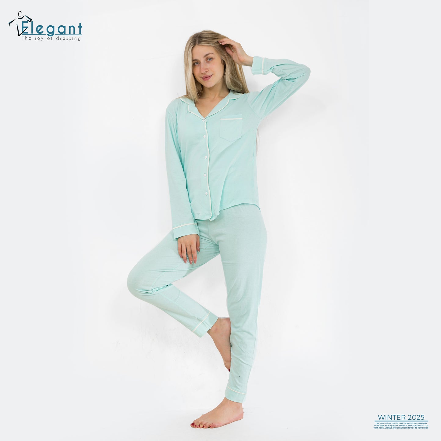 Cotton Long sleeves Classic PJ Pants - Mint