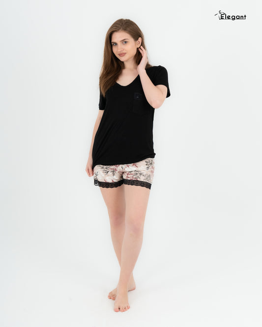 Viscose PJ Shorts, Pocket - Black