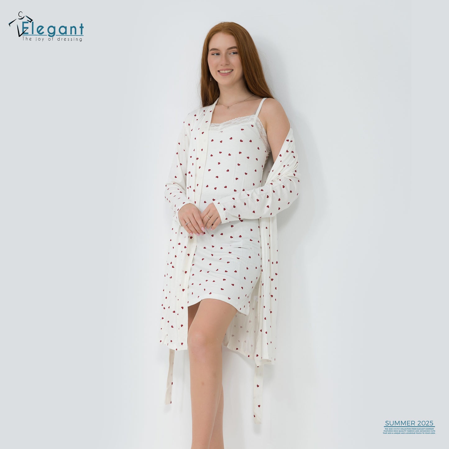 Set Viscose Nightshirt & Robe - white - Hearts