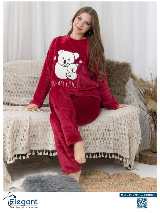 Polar PJ - Maroon - Bear Hugs