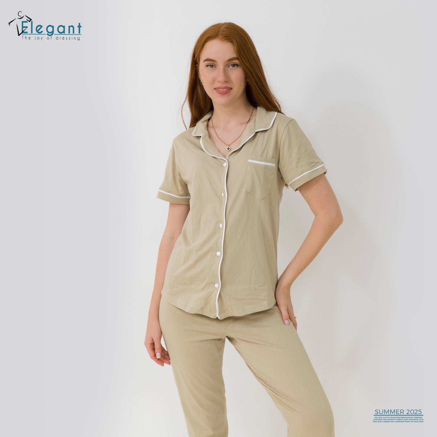 Classic PJ Pants Cotton Plain - Beige