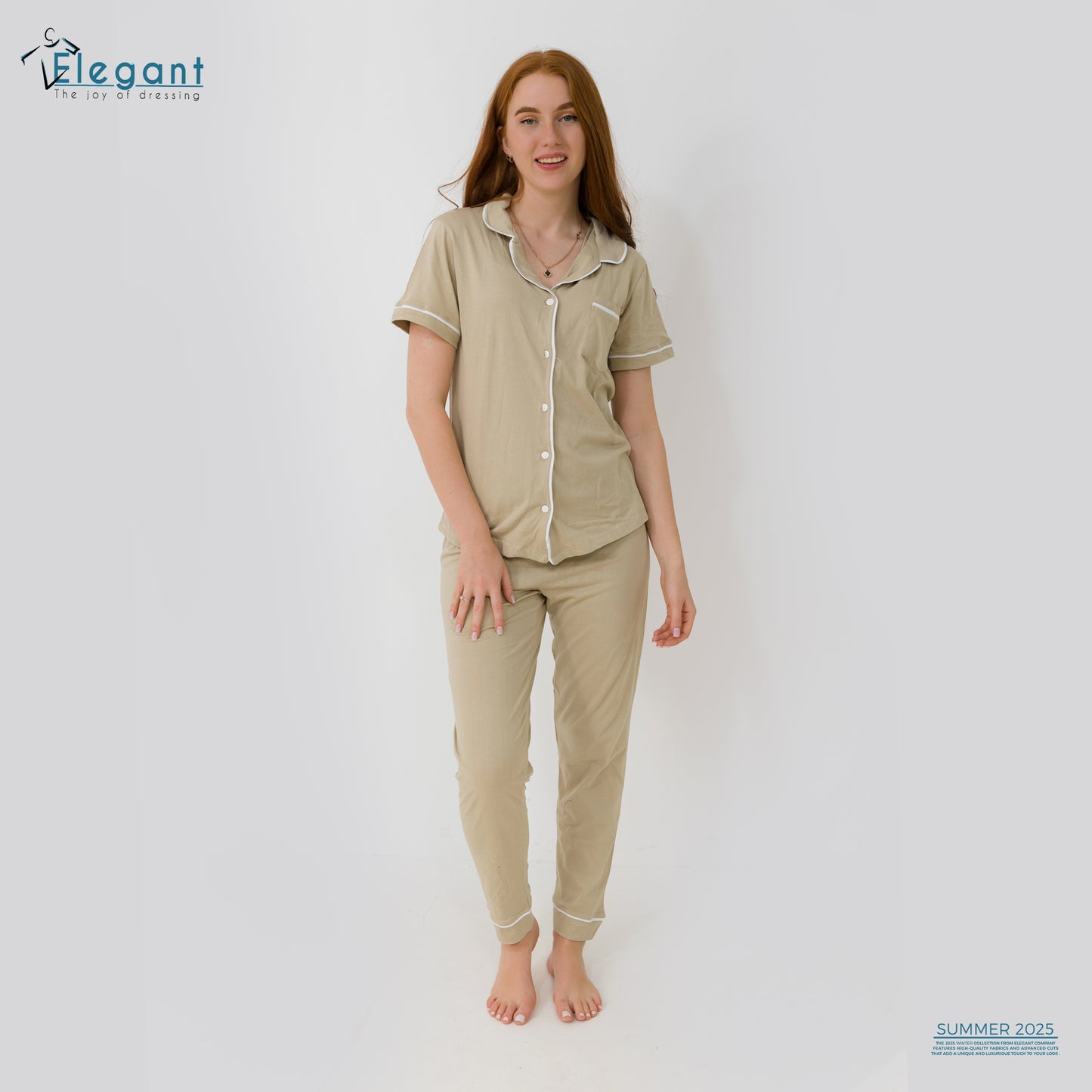 Classic PJ Pants Cotton Plain - Beige