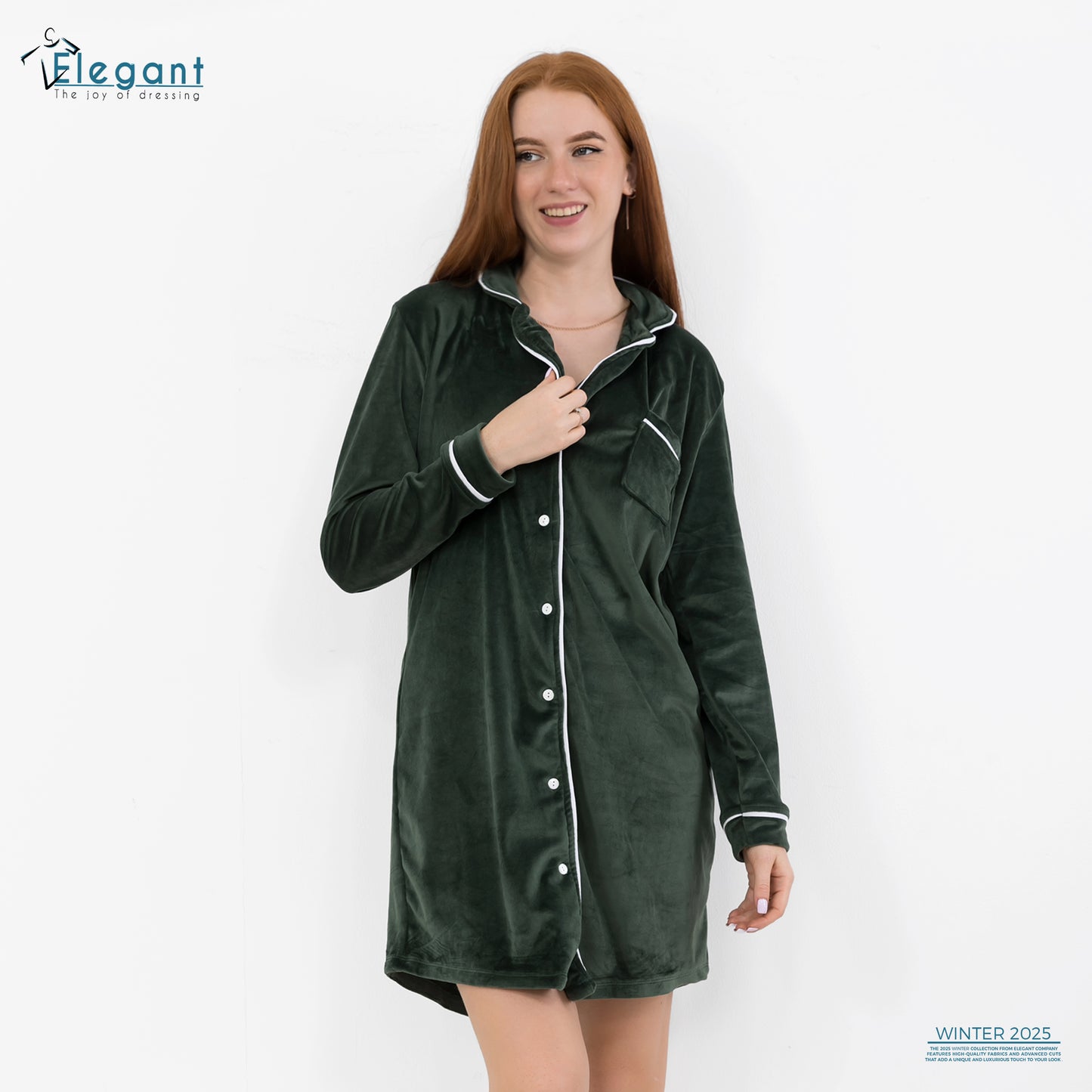 Velvet Classic Nightshirt - Emerald Green