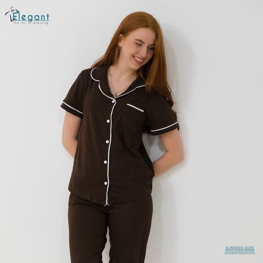 Classic PJ Pants Cotton - Plain Dark Brown