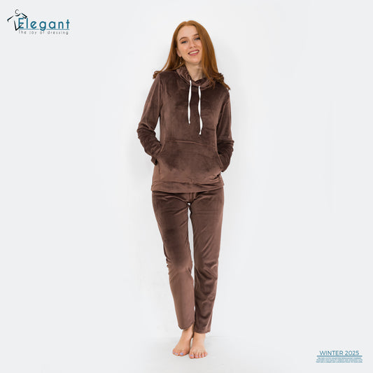 Velvet High neck PJ - Brown