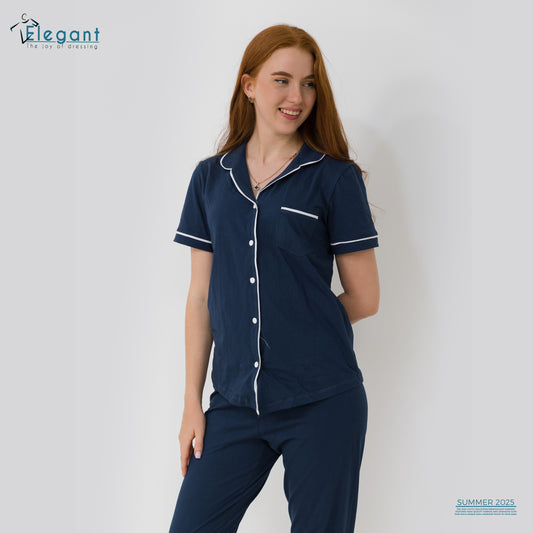 Classic PJ Pants Cotton Plain -  indigo