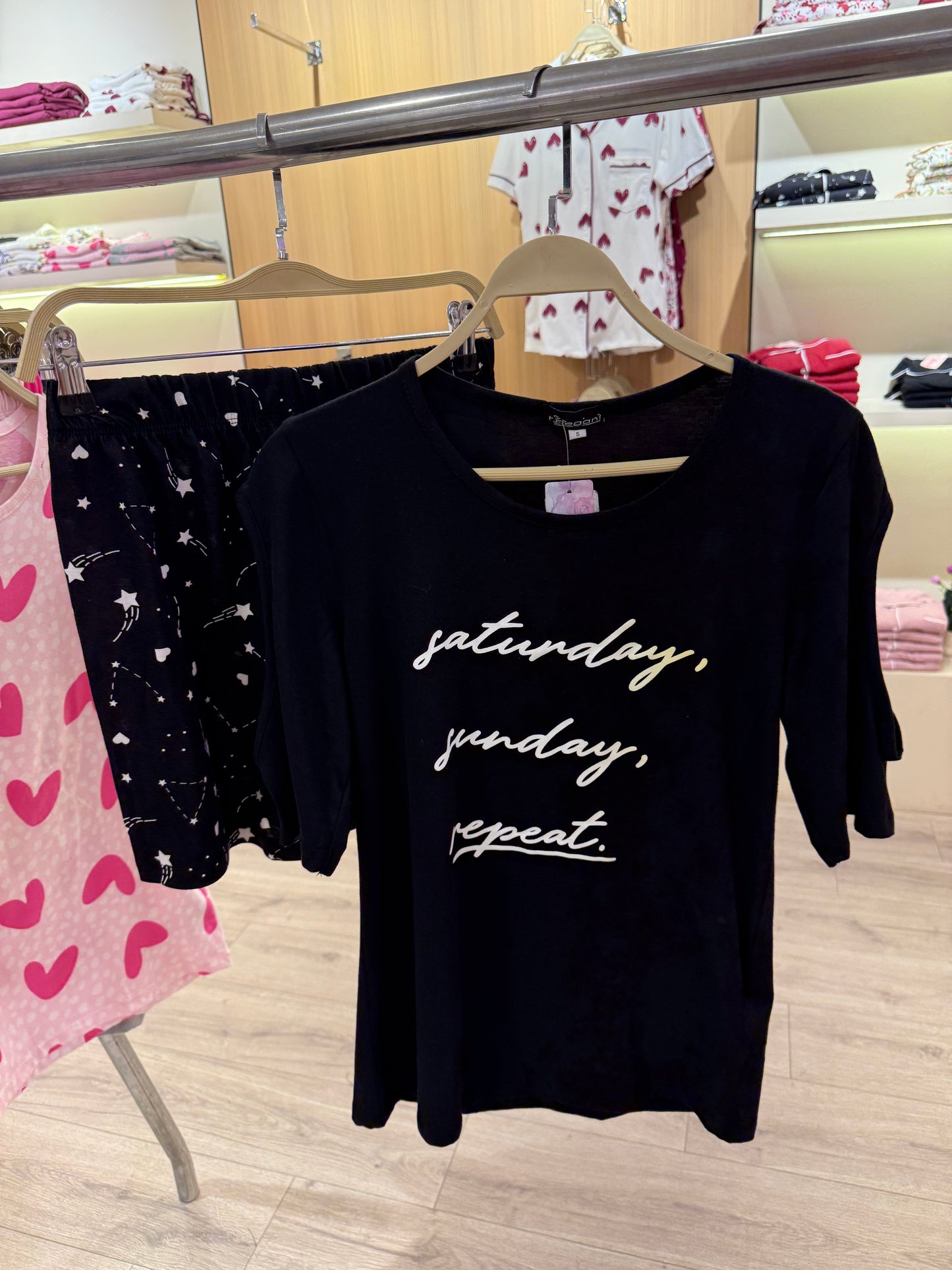 PJ Shorts Black Cotton - Arm Slit - Saturday Sunday Repeat