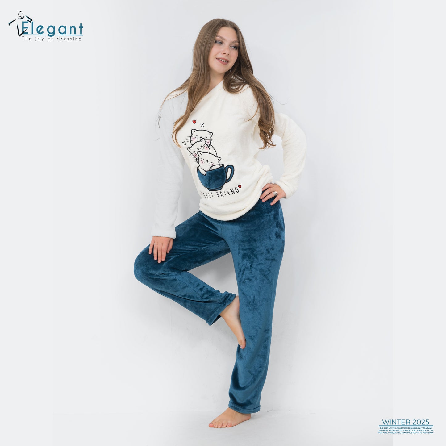 Polar PJ Offwhite/indigo - kitten friends