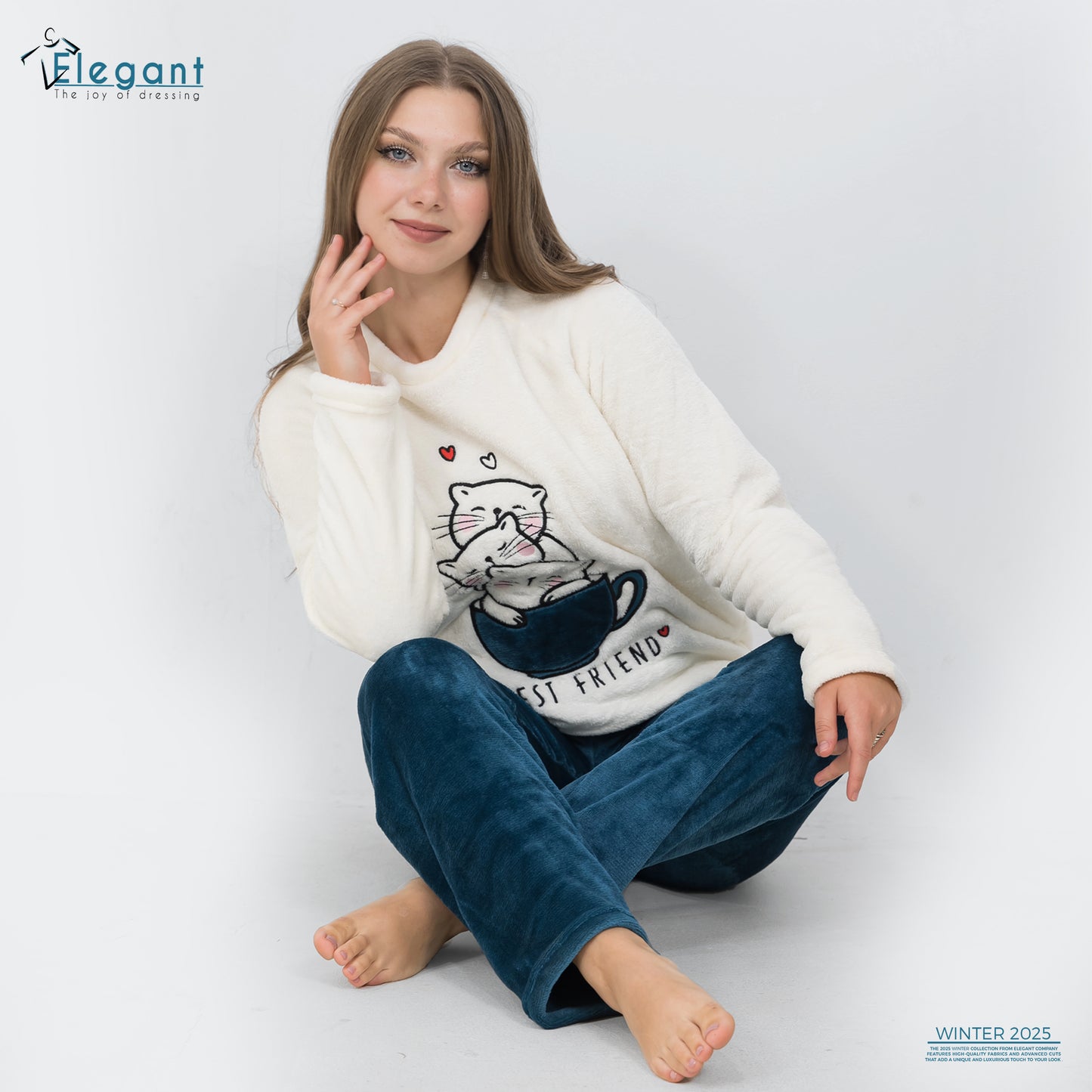 Polar PJ Offwhite/indigo - kitten friends