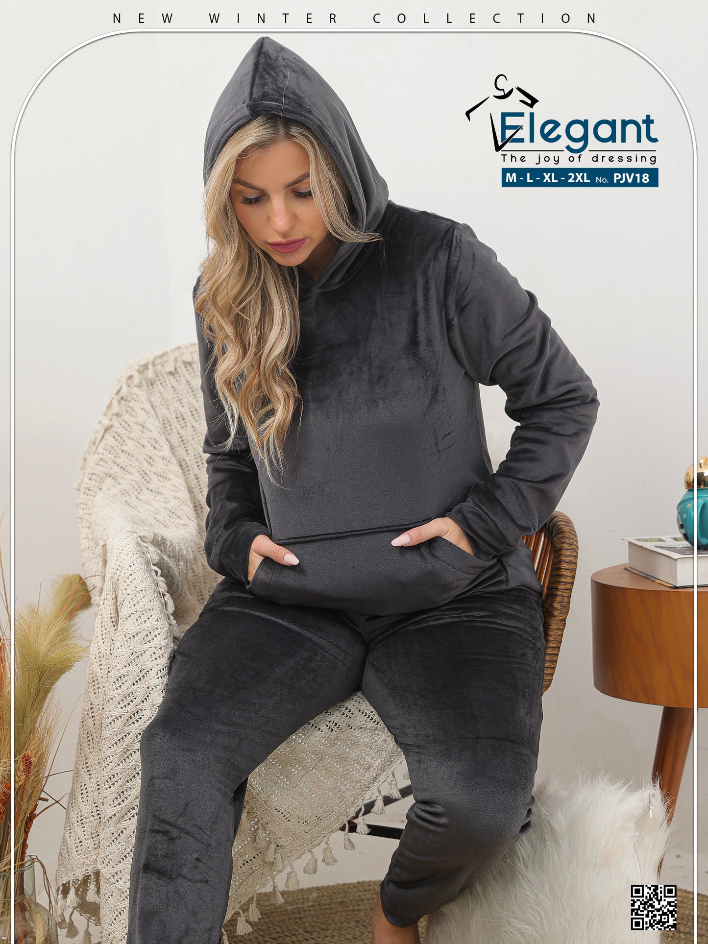 Velvet Hoodie PJ Dark Grey