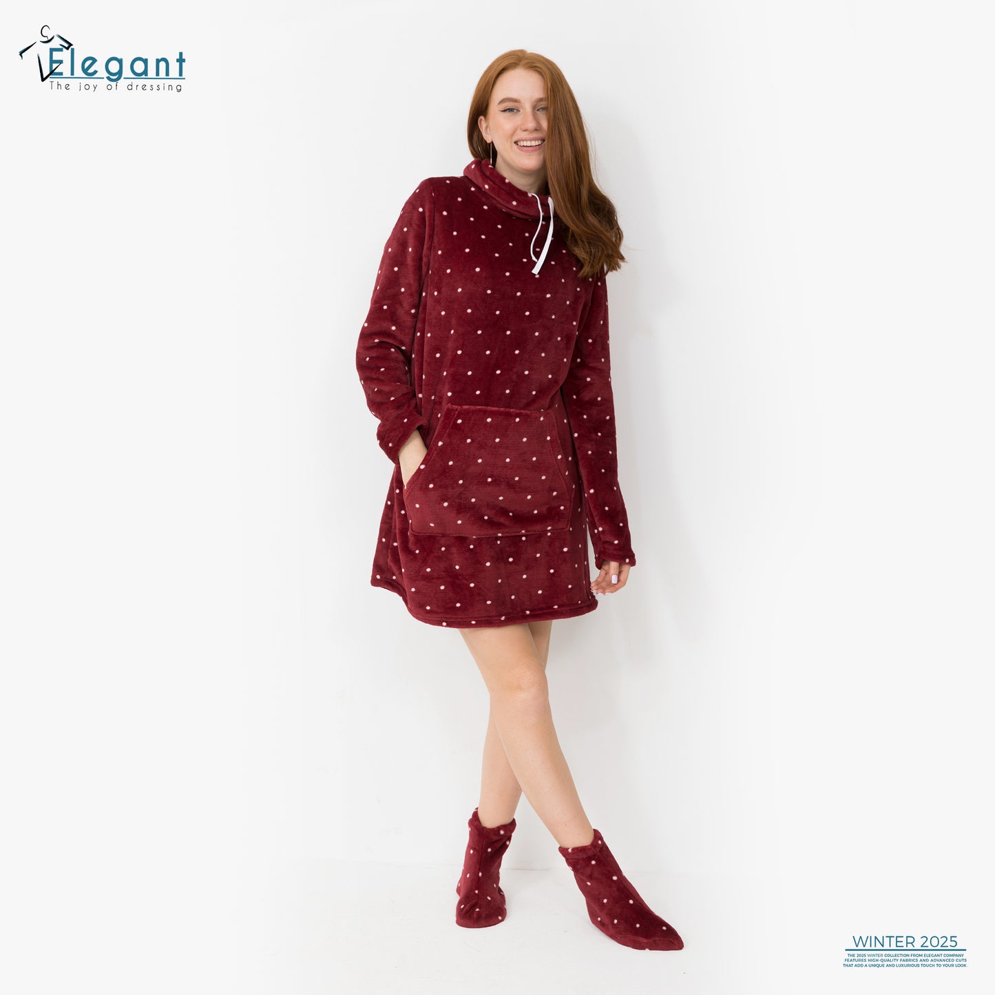 Nightshirt with Footwear - Maroon Pearl