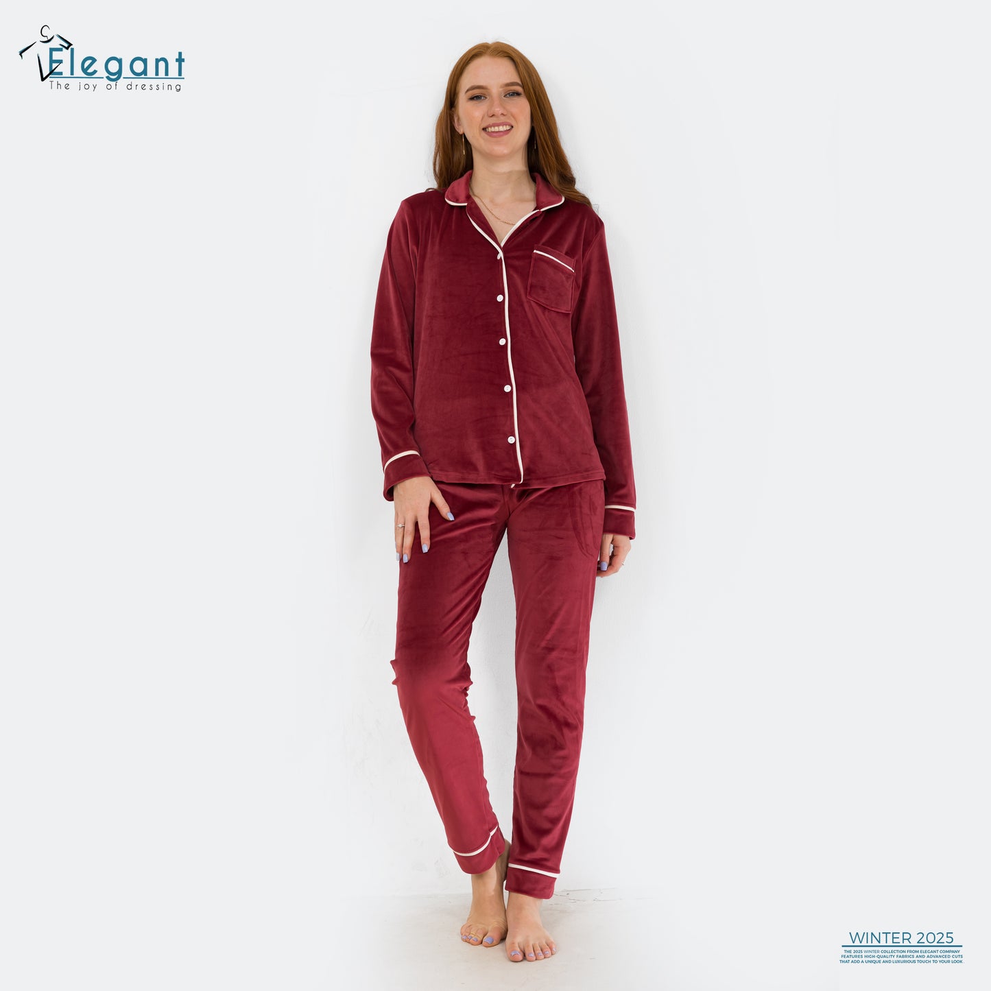 Velvet Classic Pyjama - Maroon