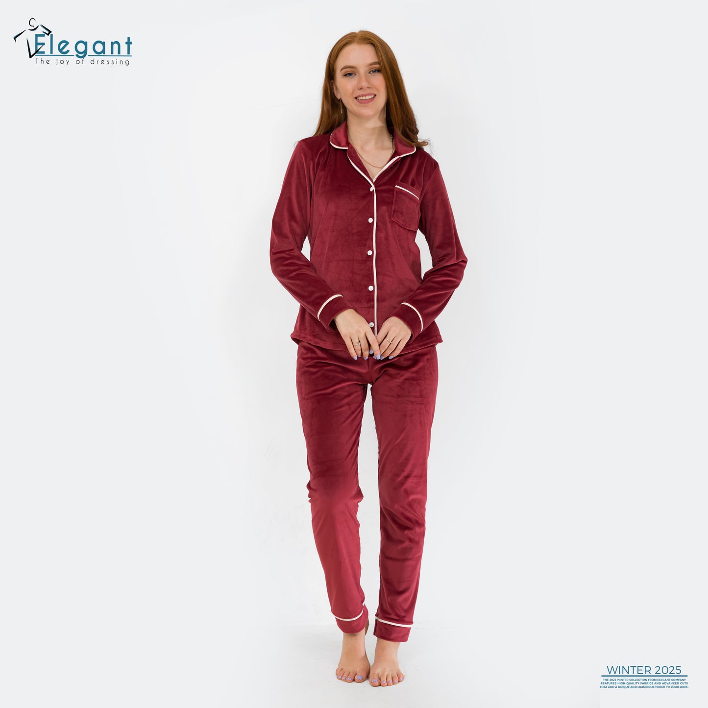Velvet Classic Pyjama - Maroon