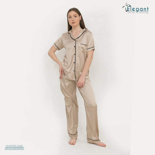 Satin Classic PJ Pants - Beige