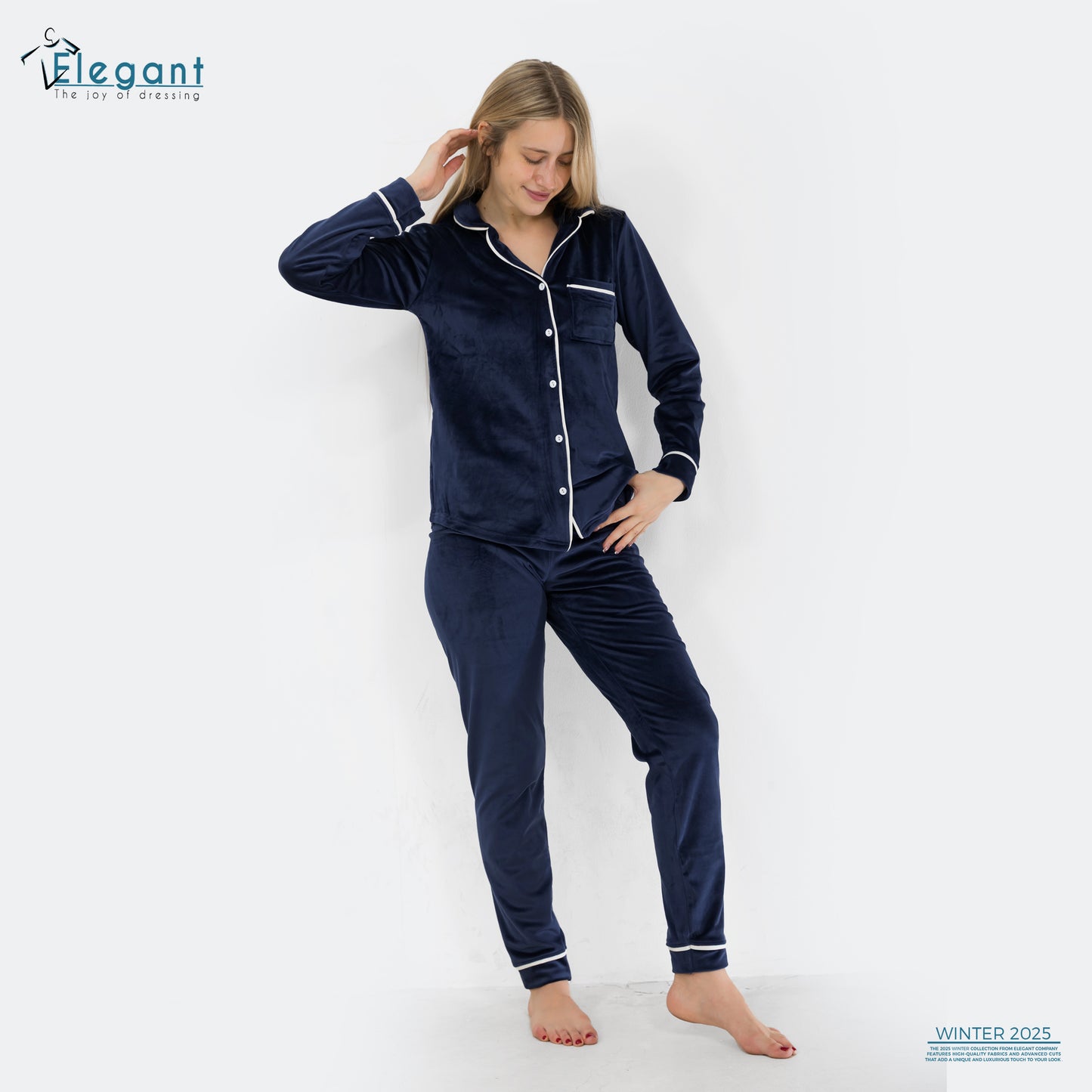 Velvet Classic Pyjama - Navy