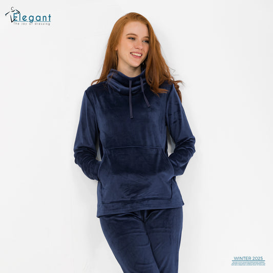 Velvet High neck PJ - Navy