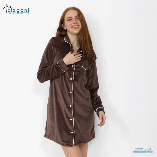 Velvet Classic Nightshirt - Brown