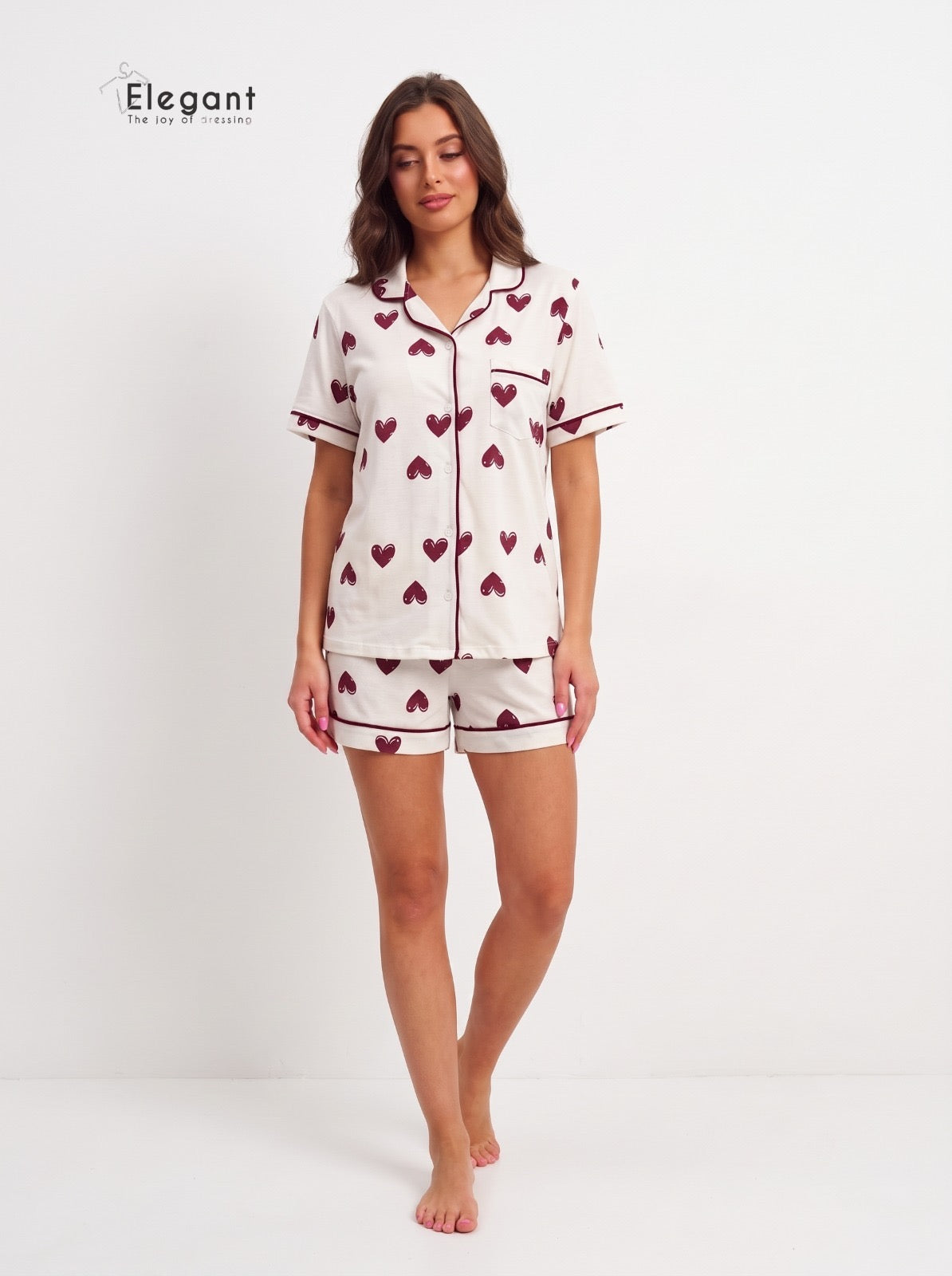 Classic PJ Shorts Cotton - Printed Minimal Hearts