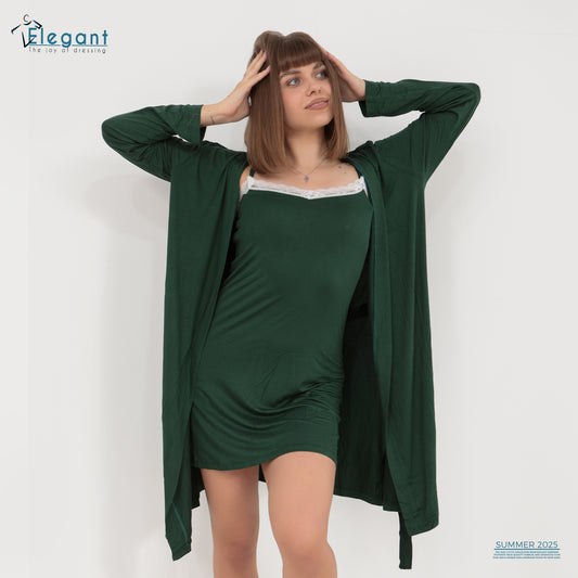 Set Nightshirt with Robe - Emerald Green