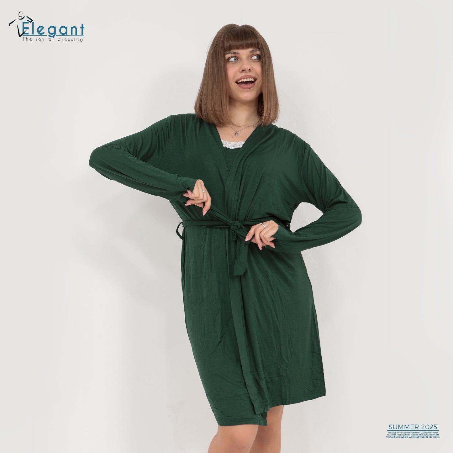 Set Nightshirt with Robe - Emerald Green