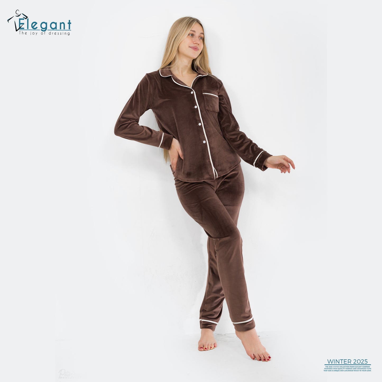Velvet Classic Pyjama - Brown