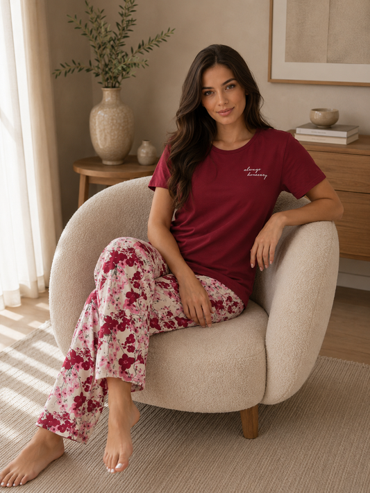PJs Pants Cotton - Burgundy - Always Dreaming