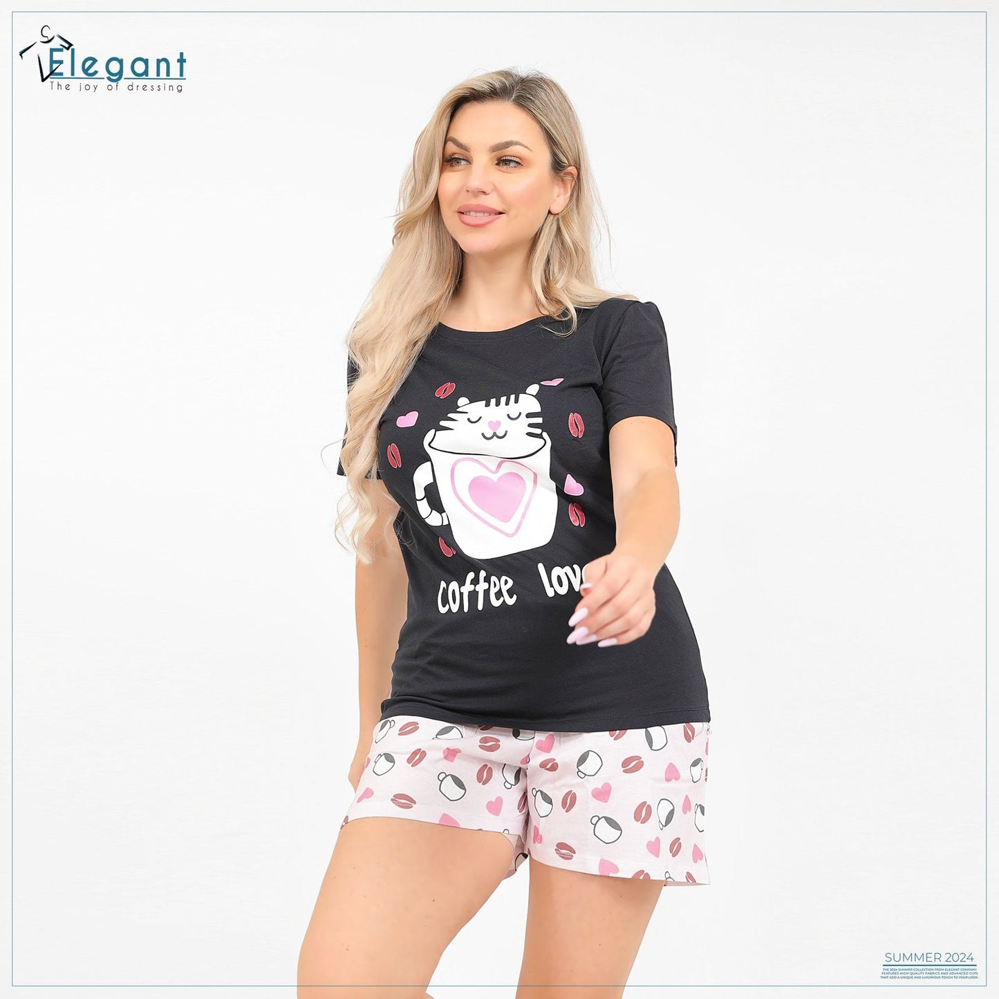 PJ short Cotton Black - Coffee Lover