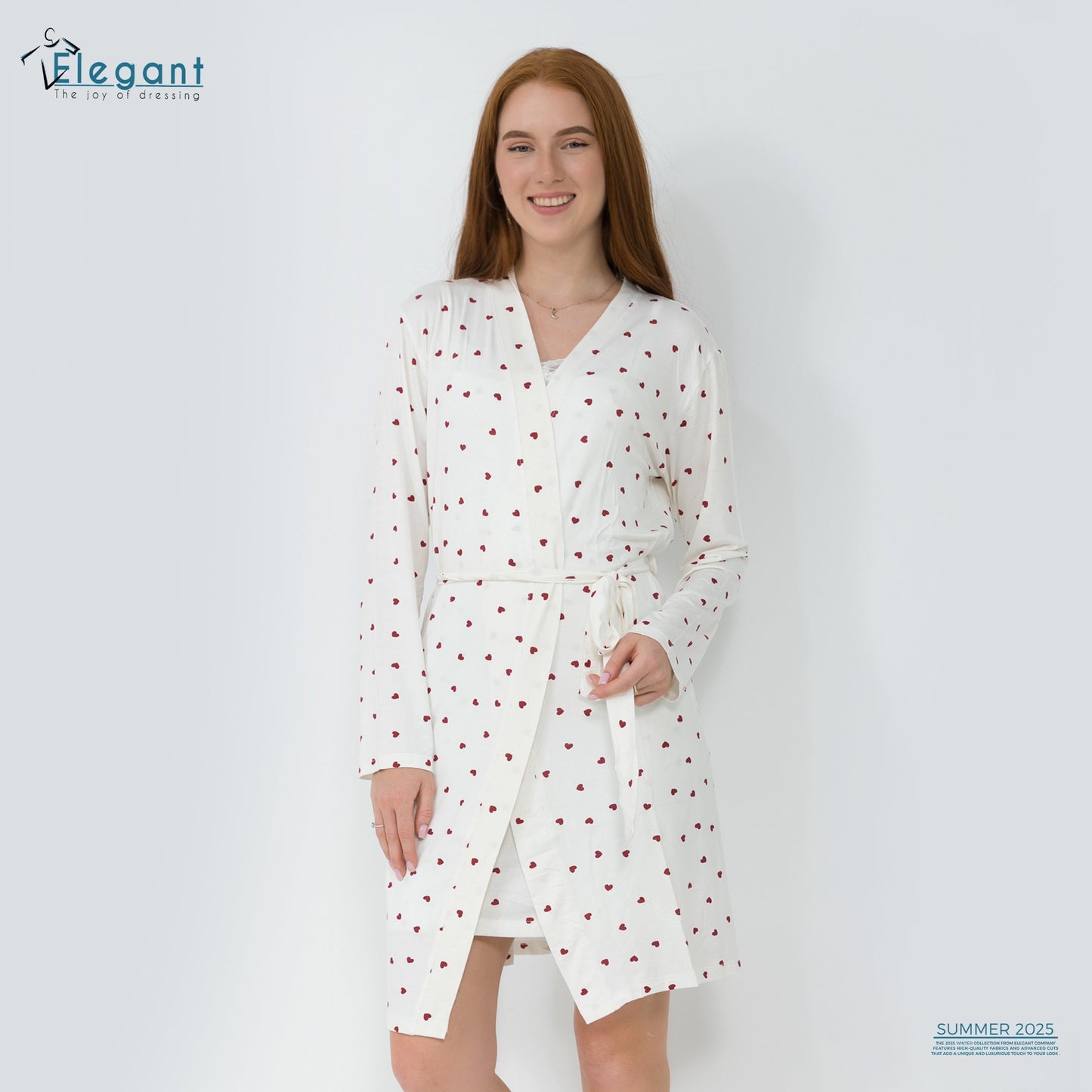 Robe Viscose - White Printed hearts
