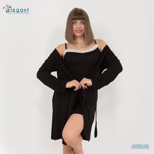 Set Nightshirt with Robe - Black