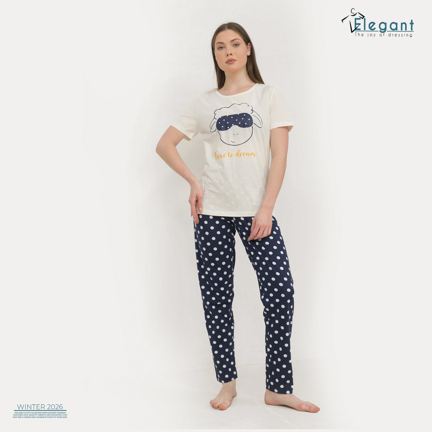 PJs Pants Cotton - White navy - Time to dream