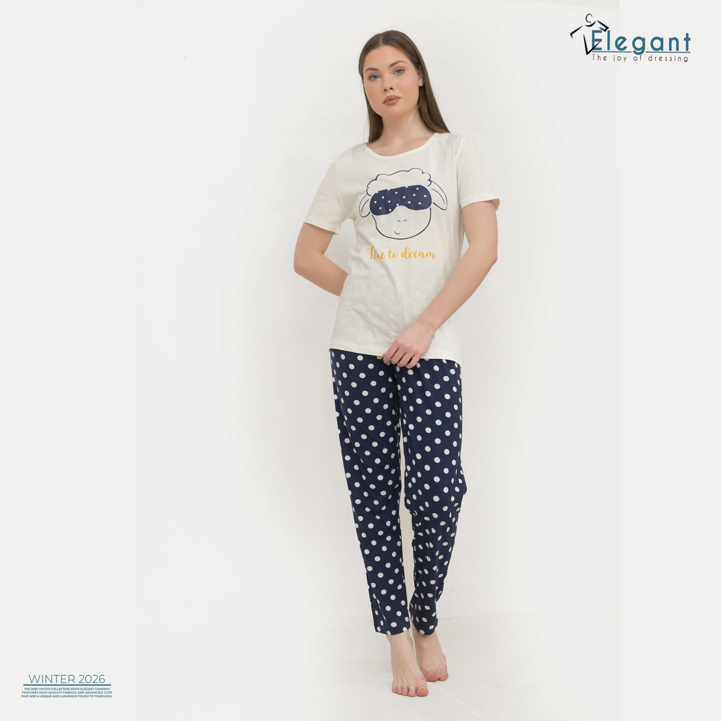 PJs Pants Cotton - White navy - Time to dream