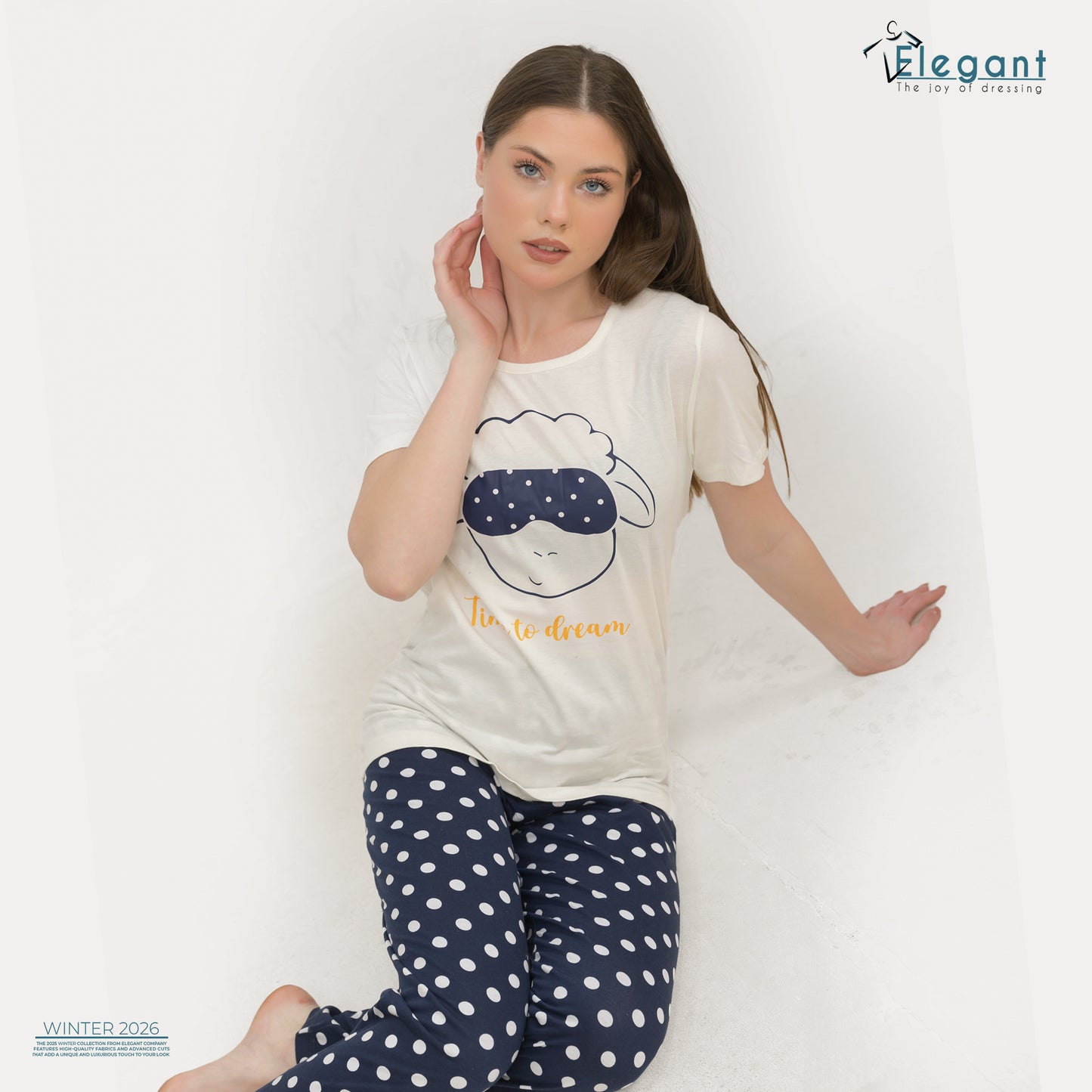 PJs Pants Cotton - White navy - Time to dream