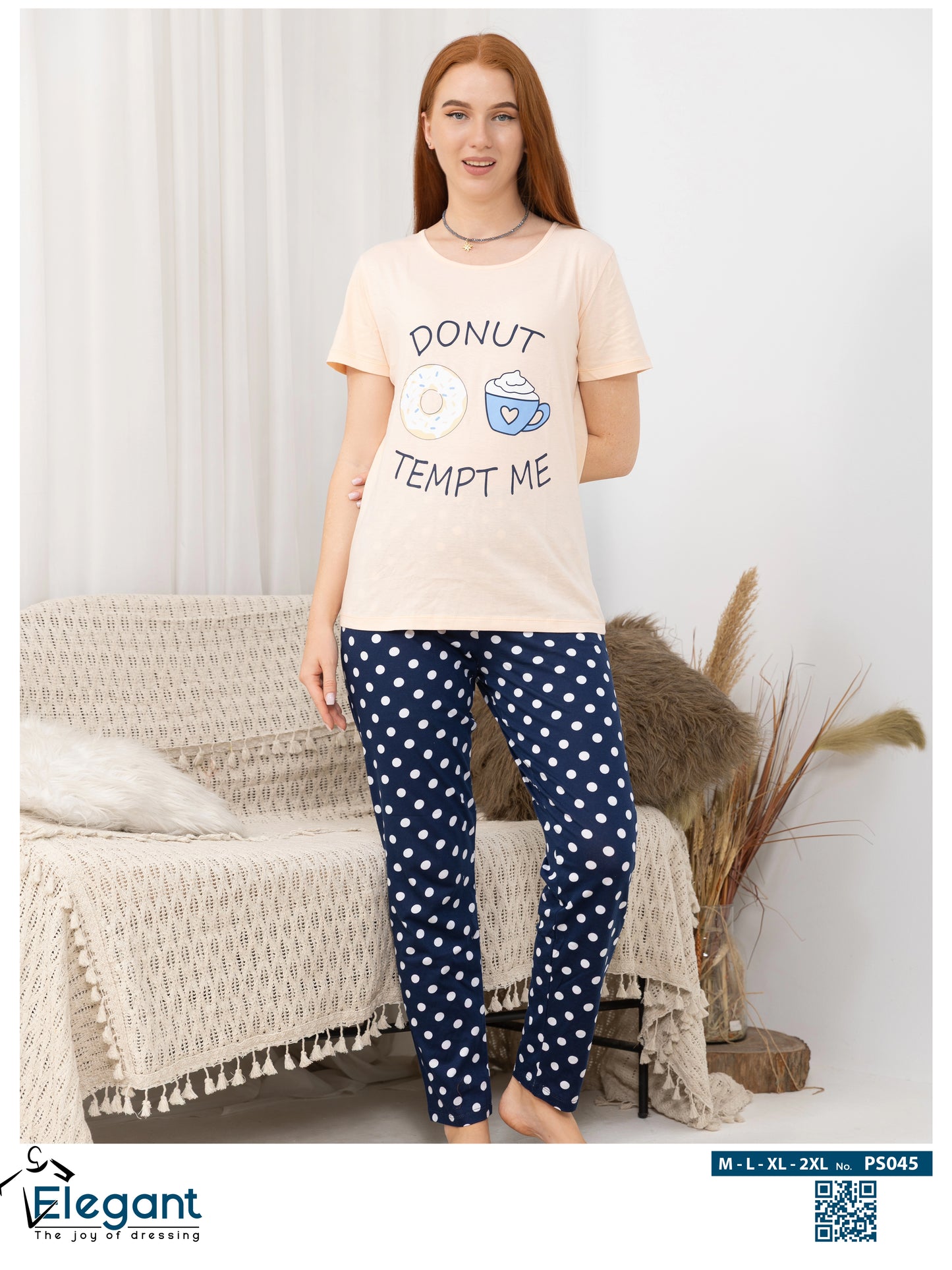 PJs Pants Cotton - Soft Apricot - Donut