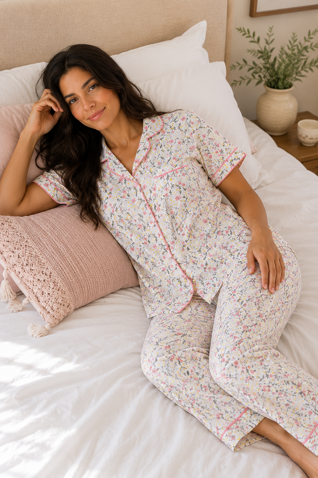 Classic PJ Pants Cotton Wide Leg Printed - Spring Flori