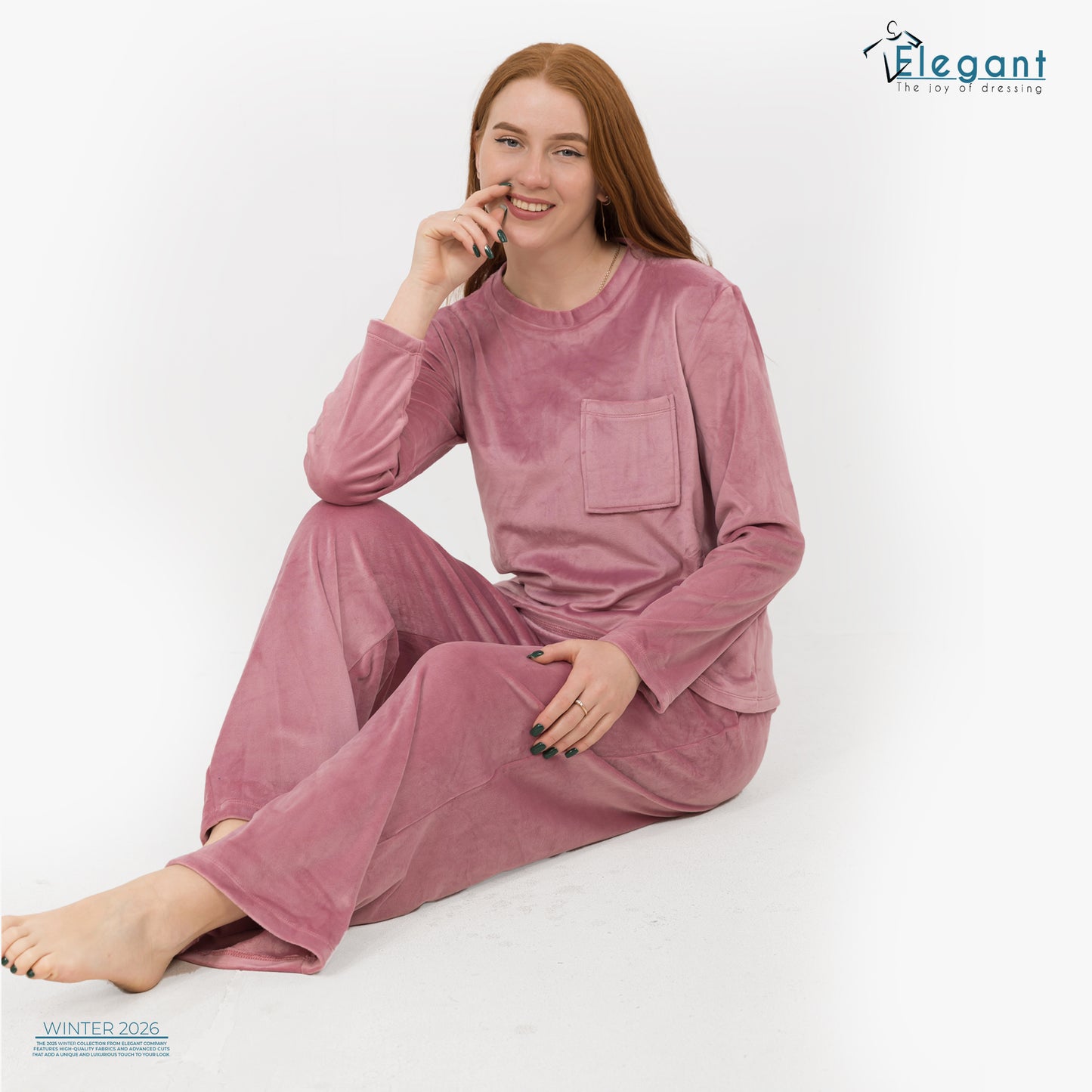 Velvet Pockets Pj Wide Leg - Cashmere