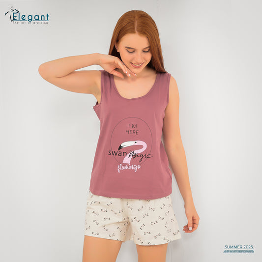 PJ short Cotton Cashmere - Flamingo i'm here