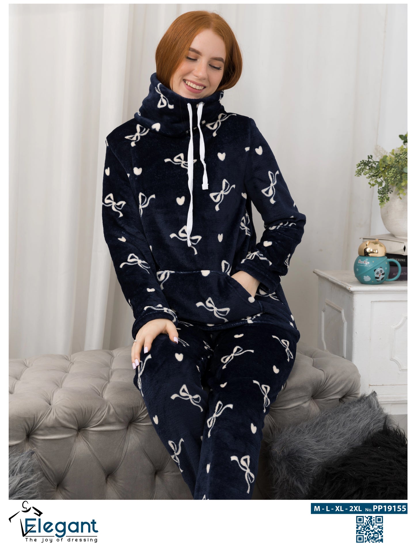 Polar PJ Turtleneck - Navy Sweet Bow