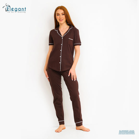 Classic PJ pants Cotton - Plain Brown