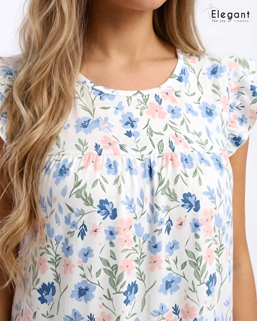 Modern Ruffles Galabeya - Playful flowers