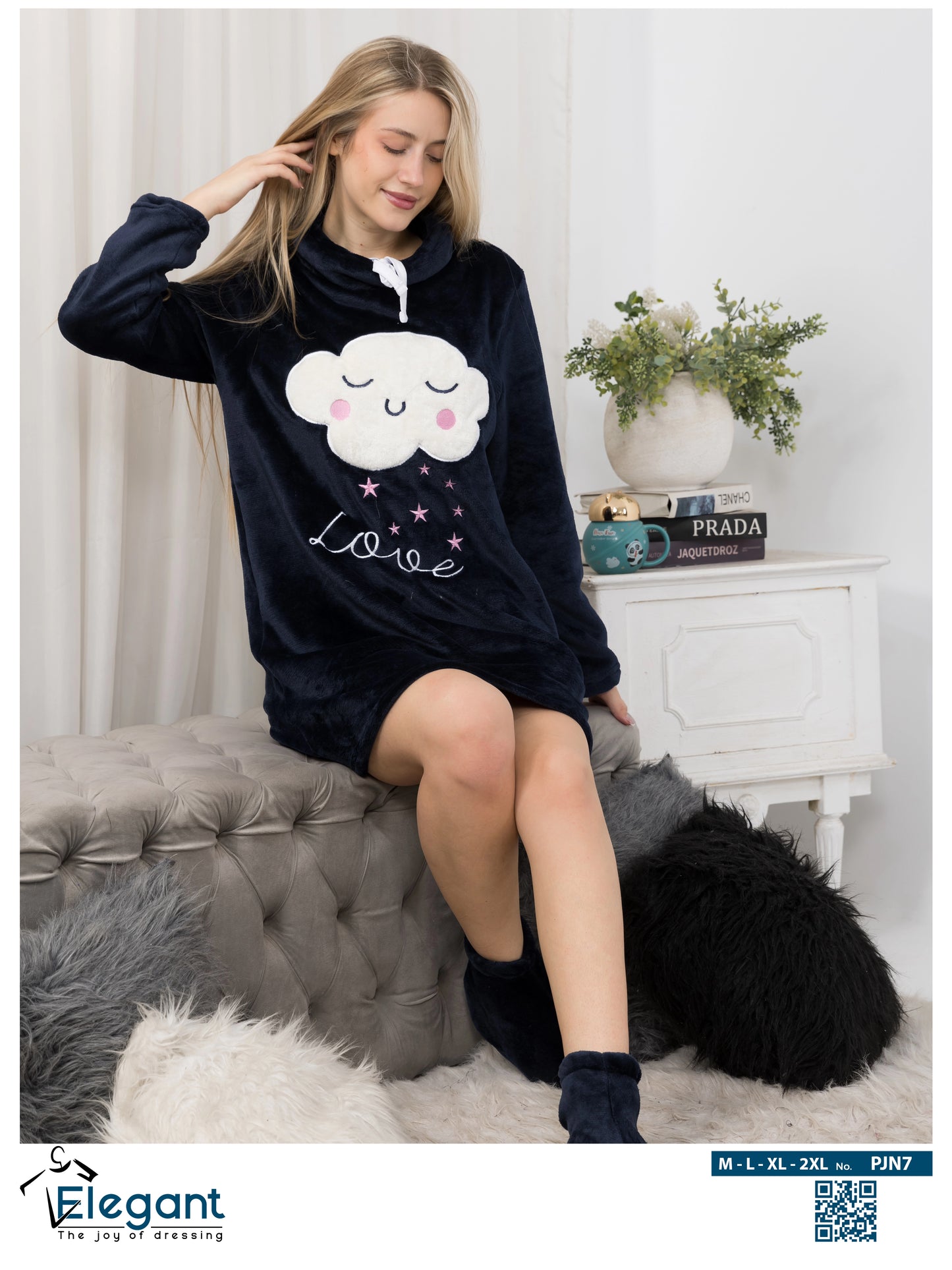 Nightshirt with Footwear - Navy - Clouds Love